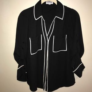 Black sheer button up blouse